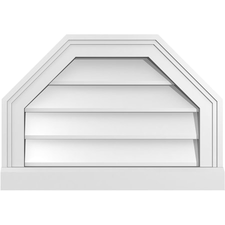 Ekena Millwork Octagonal Top Surface Mount PVC Gable Vent w/ 2"W x 2"P Brickmould Sill Frame, 20"W x 14"H GVPOT20X1403SN